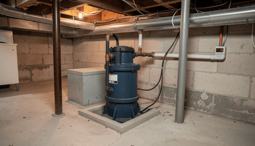 Sump pump system preventing flooded basement in Kent County