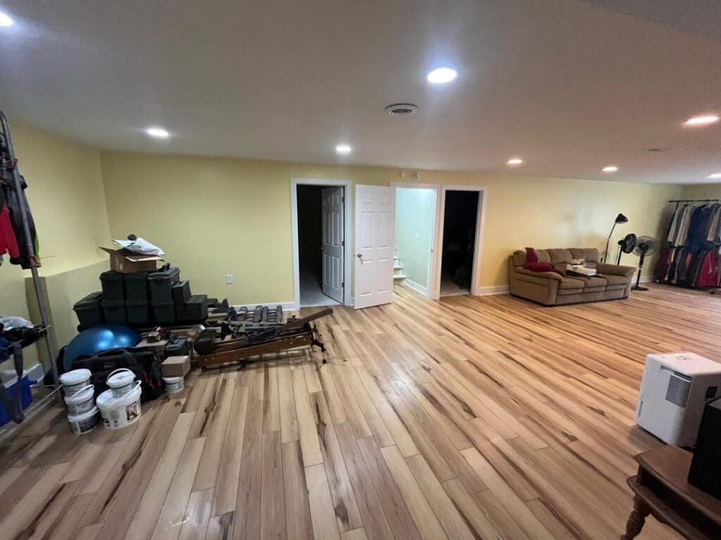 Completed drywall and flooring replacement — Grand Rapids water damage restoration