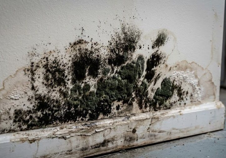 Mold after water damage growing on drywall in a Grand Rapids Michigan home basement